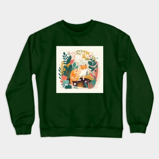 Cute Cat in the Garden Crewneck Sweatshirt